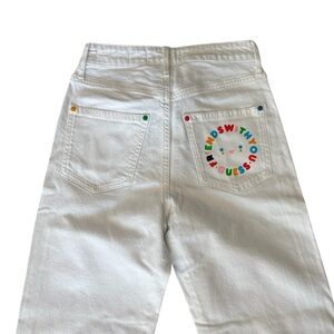 Guess White Straight Leg Jeans with Colorful Pocket Design